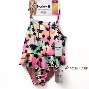 HURLEY GIRL’S TWO PIECE TANKINI SWIMSUIT SZ 7-8 NWT
